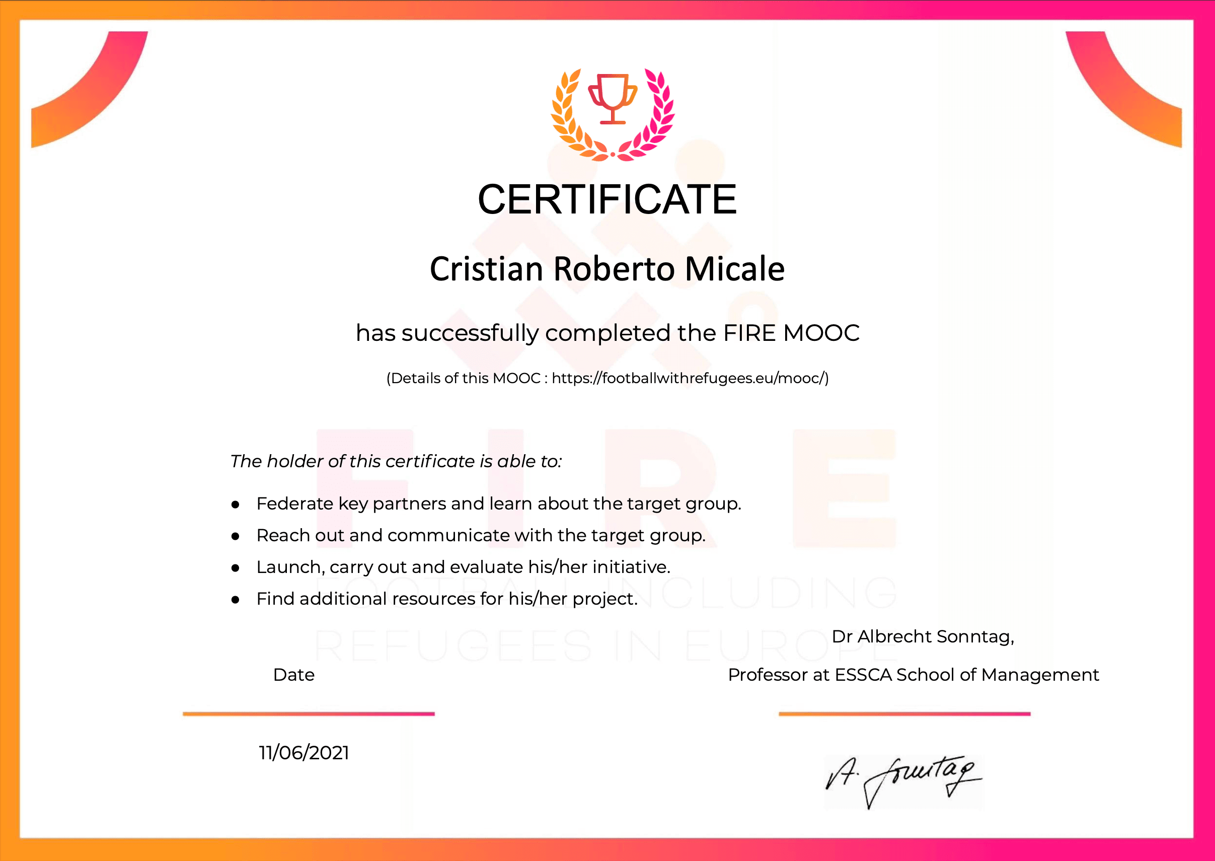 Certificado (FIRE MOOC) logo 1